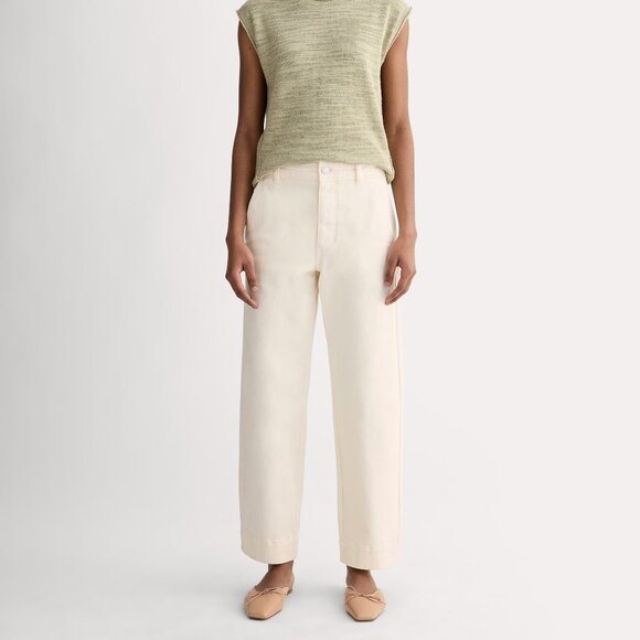 Everlane The Utility Straight Leg Pant High Waist in Bone, Size 00 - Picture 1 of 4